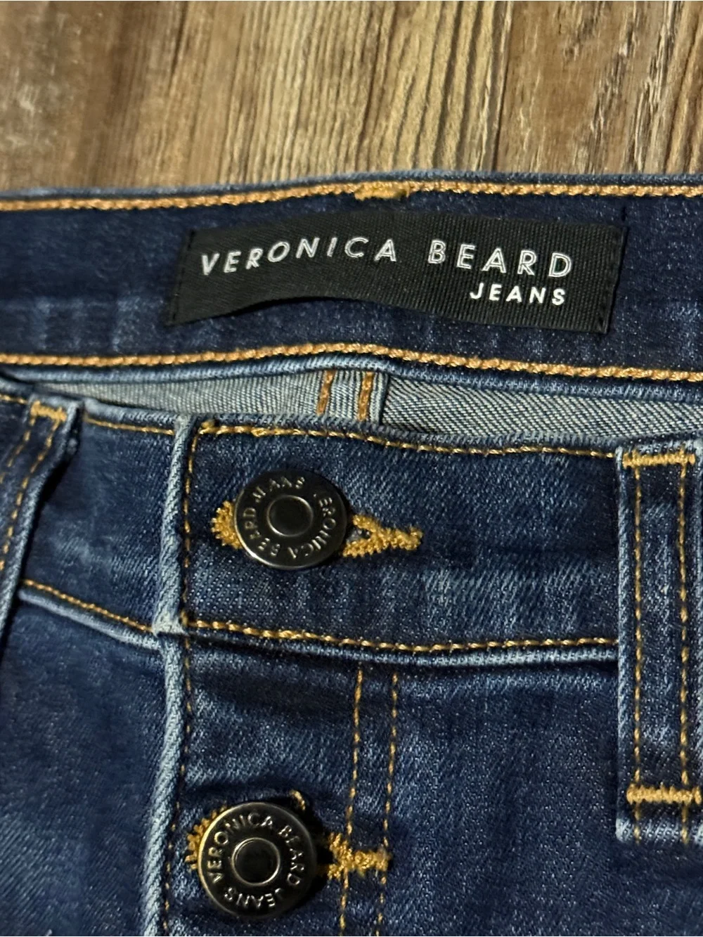 Veronica Beard Carolyn Baby Boot Jeans Women's 31 Exposed Button Fly in Midnight